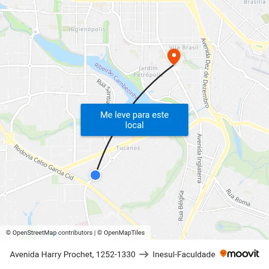 Avenida Harry Prochet, 1252-1330 to Inesul-Faculdade map