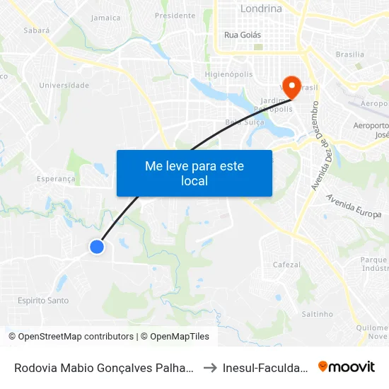 Rodovia Mabio Gonçalves Palhano to Inesul-Faculdade map