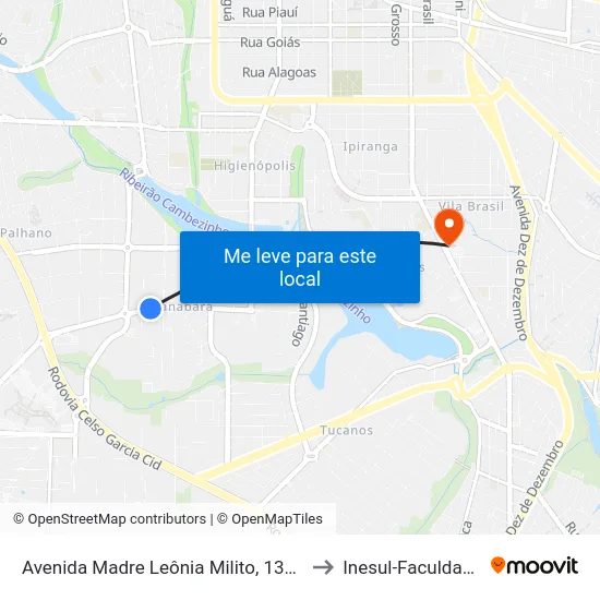 Avenida Madre Leônia Milito, 1355 to Inesul-Faculdade map