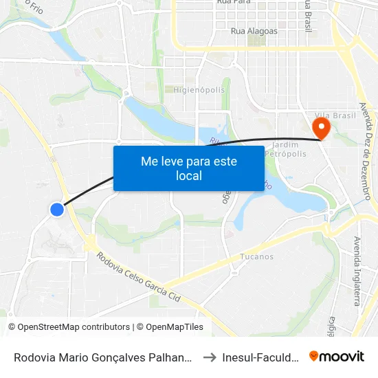 Rodovia Mario Gonçalves Palhano,155 to Inesul-Faculdade map