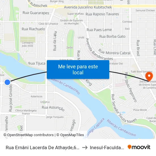 Rua Ernâni Lacerda De Athayde,672 to Inesul-Faculdade map