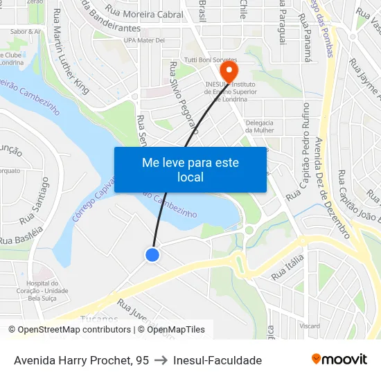 Avenida Harry Prochet, 95 to Inesul-Faculdade map