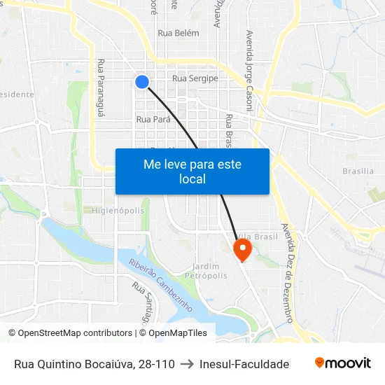 Rua Quintino Bocaiúva, 28-110 to Inesul-Faculdade map