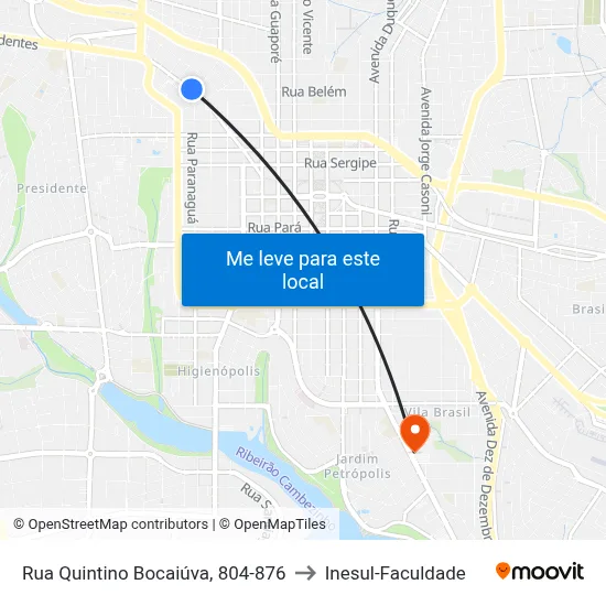 Rua Quintino Bocaiúva, 804-876 to Inesul-Faculdade map