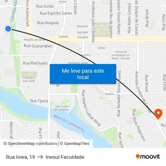 Rua Iowa, 19 to Inesul-Faculdade map