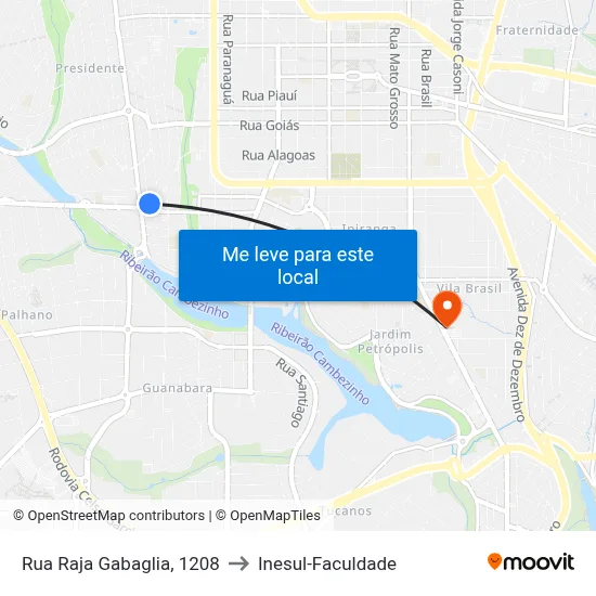 Rua Raja Gabaglia, 1208 to Inesul-Faculdade map