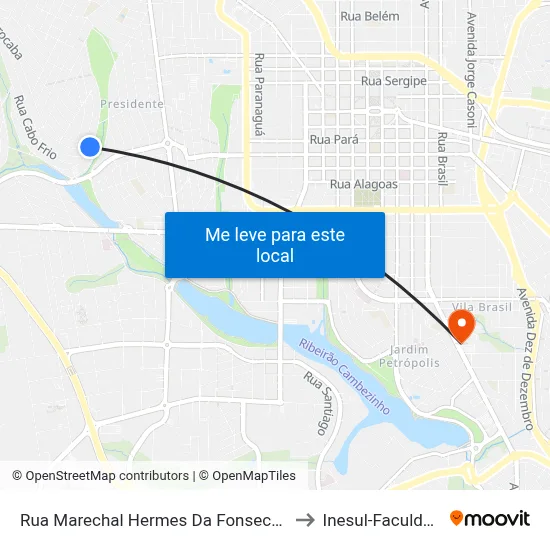 Rua Marechal Hermes Da Fonseca, 19 to Inesul-Faculdade map