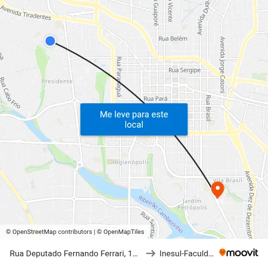 Rua Deputado Fernando Ferrari, 136-166 to Inesul-Faculdade map