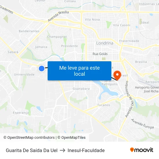 Guarita De Saída Da Uel to Inesul-Faculdade map