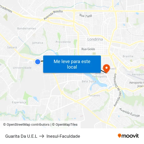 Guarita Da U.E.L to Inesul-Faculdade map