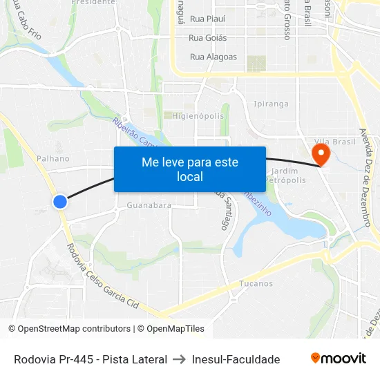 Rodovia Pr-445 - Pista Lateral to Inesul-Faculdade map