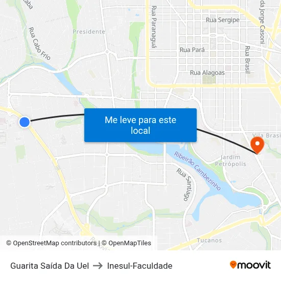 Guarita Saída Da Uel to Inesul-Faculdade map