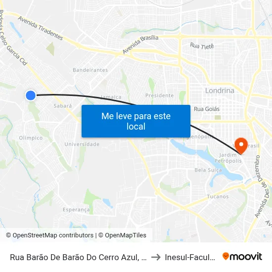 Rua Barão De Barão Do Cerro Azul, 438-466 to Inesul-Faculdade map