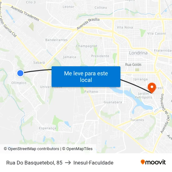 Rua Do Basquetebol, 85 to Inesul-Faculdade map