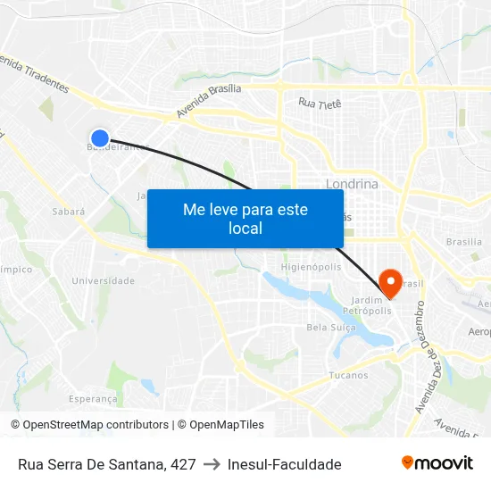 Rua Serra De Santana, 427 to Inesul-Faculdade map