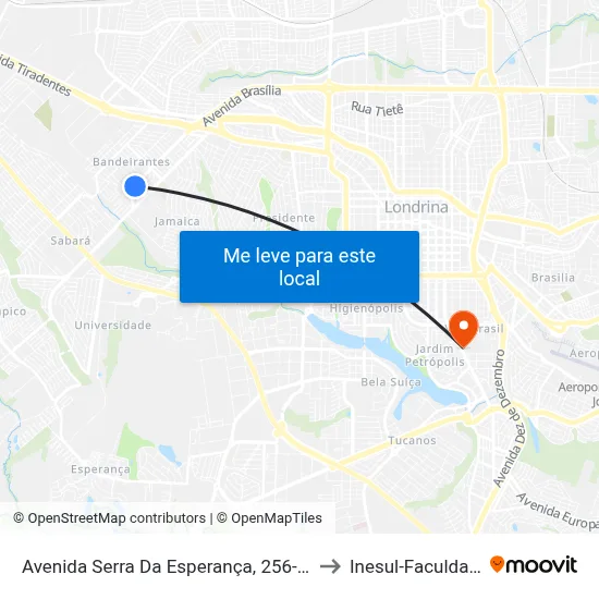Avenida Serra Da Esperança, 256-378 to Inesul-Faculdade map