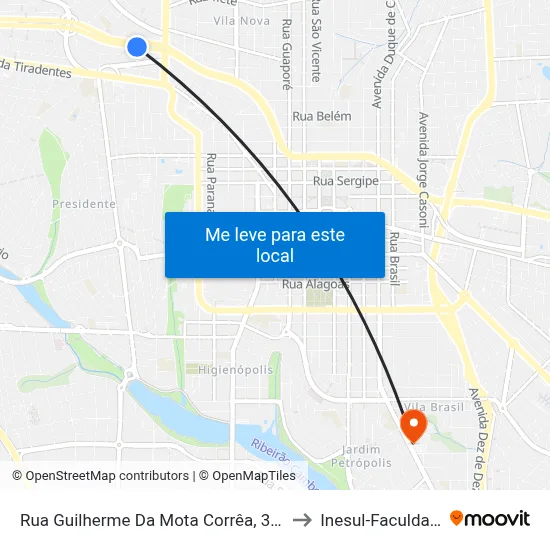 Rua Guilherme Da Mota Corrêa, 3453 to Inesul-Faculdade map