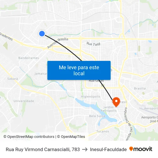 Rua Ruy Virmond Carnascialli, 783 to Inesul-Faculdade map