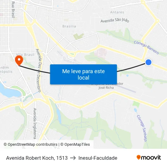 Avenida Robert Koch, 1513 to Inesul-Faculdade map