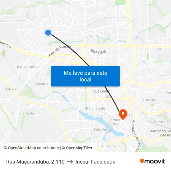 Rua Maçaranduba, 2-110 to Inesul-Faculdade map