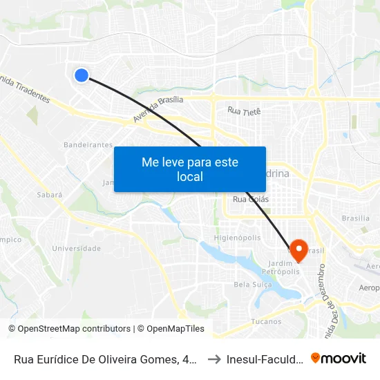 Rua Eurídice De Oliveira Gomes, 462-592 to Inesul-Faculdade map