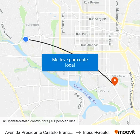 Avenida Presidente Castelo Branco, 551 to Inesul-Faculdade map