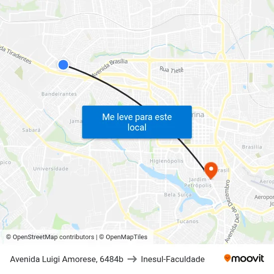 Avenida Luigi Amorese, 6484b to Inesul-Faculdade map