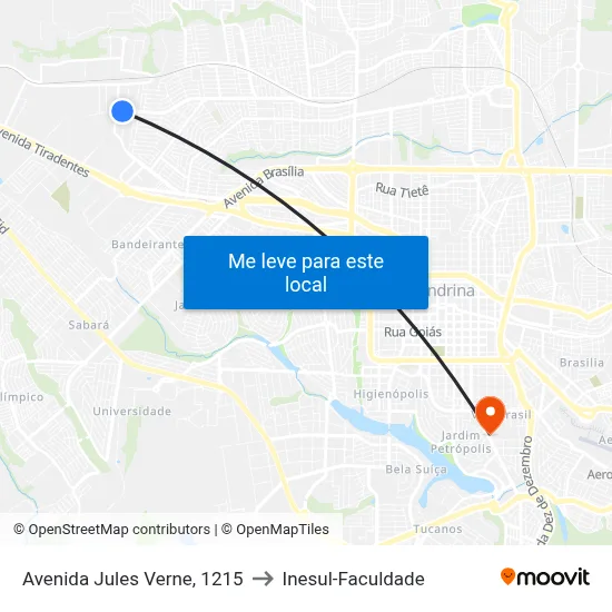 Avenida Jules Verne, 1215 to Inesul-Faculdade map