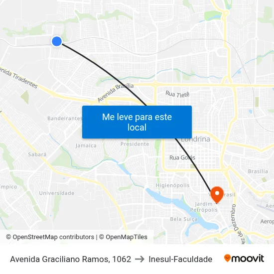 Avenida Graciliano Ramos, 1062 to Inesul-Faculdade map