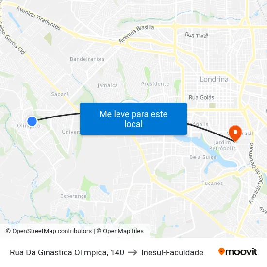 Rua Da Ginástica Olímpica, 140 to Inesul-Faculdade map
