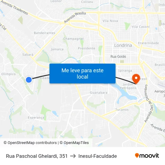 Rua Paschoal Ghelardi, 351 to Inesul-Faculdade map
