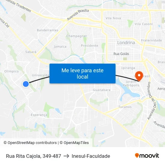 Rua Rita Cajola, 349-487 to Inesul-Faculdade map