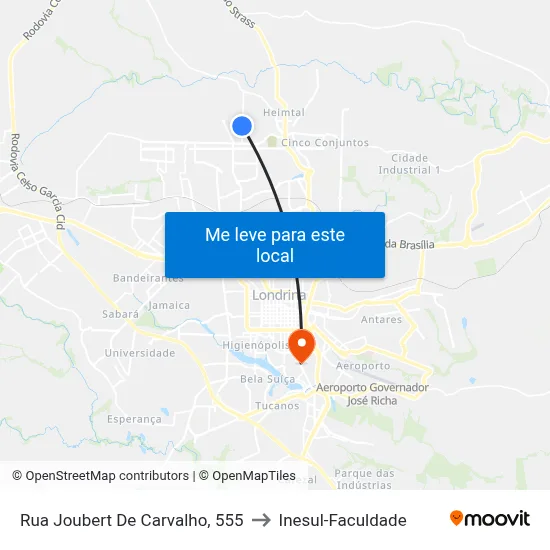 Rua Joubert De Carvalho, 555 to Inesul-Faculdade map