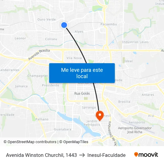 Avenida Winston Churchil, 1443 to Inesul-Faculdade map
