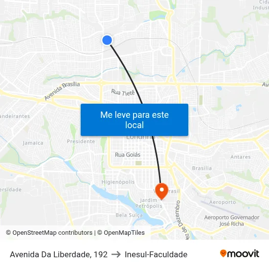 Avenida Da Liberdade, 192 to Inesul-Faculdade map