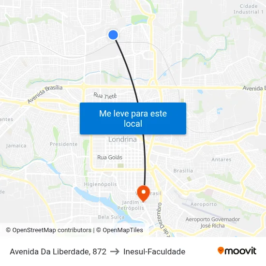 Avenida Da Liberdade, 872 to Inesul-Faculdade map