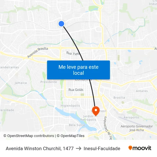 Avenida Winston Churchil, 1477 to Inesul-Faculdade map