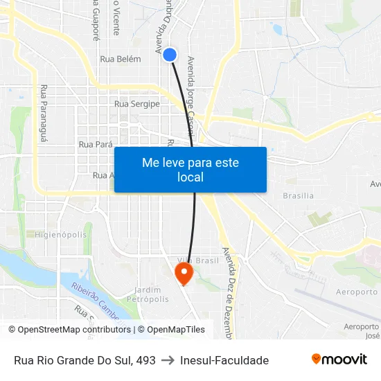 Rua Rio Grande Do Sul, 493 to Inesul-Faculdade map
