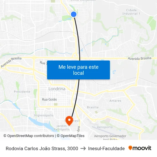 Rodovia Carlos João Strass, 3000 to Inesul-Faculdade map