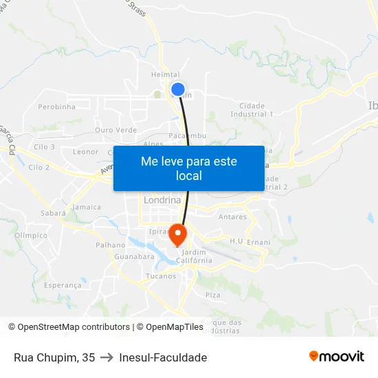 Rua Chupim, 35 to Inesul-Faculdade map
