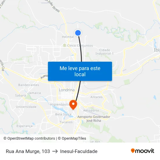 Rua Ana Murge, 103 to Inesul-Faculdade map