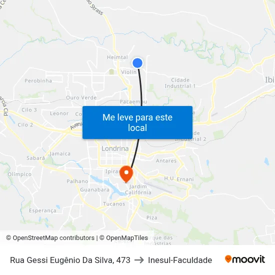 Rua Gessi Eugênio Da Silva, 473 to Inesul-Faculdade map
