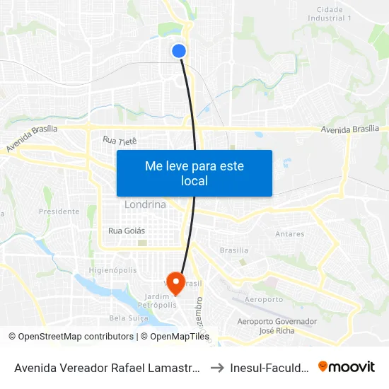 Avenida Vereador Rafael Lamastra, 305 to Inesul-Faculdade map