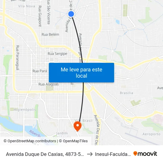Avenida Duque De Caxias, 4873-5011 to Inesul-Faculdade map