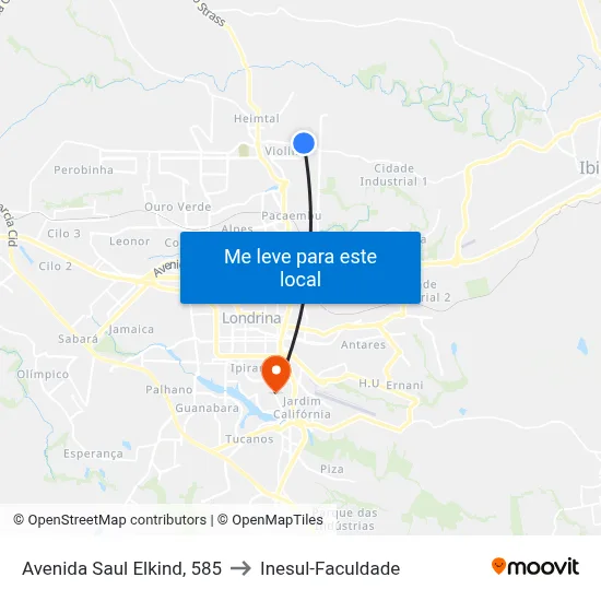 Avenida Saul Elkind, 585 to Inesul-Faculdade map