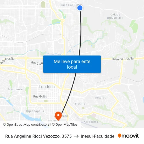 Rua Angelina Ricci Vezozzo, 3575 to Inesul-Faculdade map