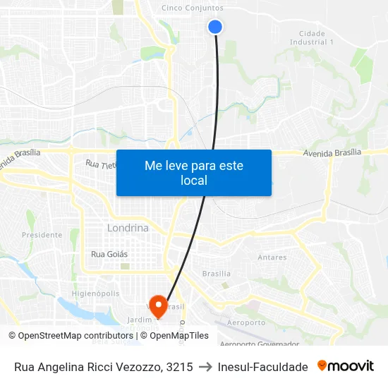 Rua Angelina Ricci Vezozzo, 3215 to Inesul-Faculdade map