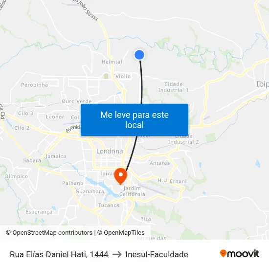Rua Elías Daniel Hati, 1444 to Inesul-Faculdade map