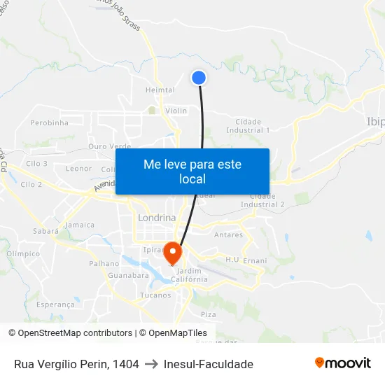 Rua Vergílio Perin, 1404 to Inesul-Faculdade map