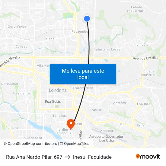 Rua Ana Nardo Pilar, 697 to Inesul-Faculdade map